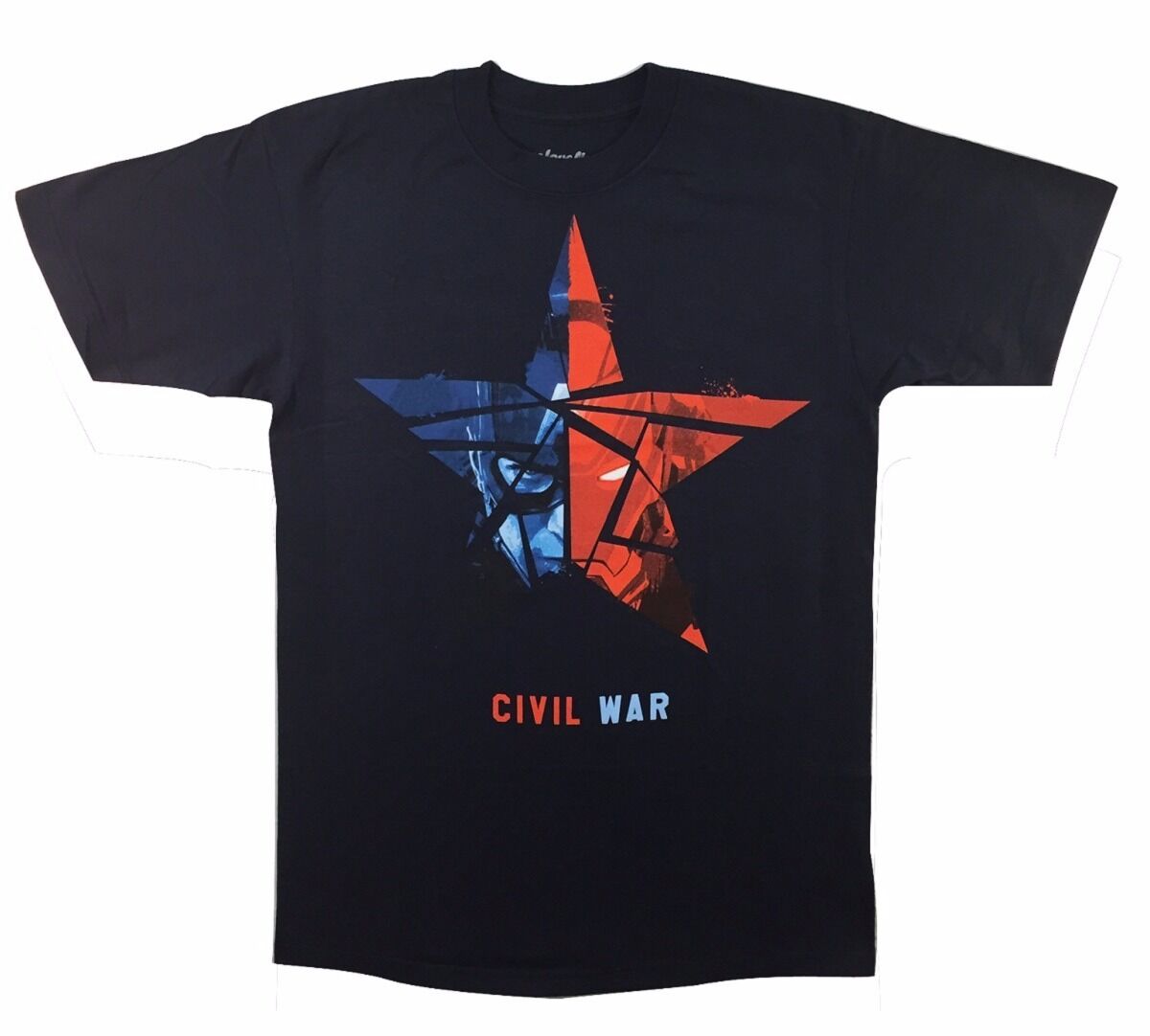 Captain America Civil War Red Blue Star Adult T-Shirt - Fundom