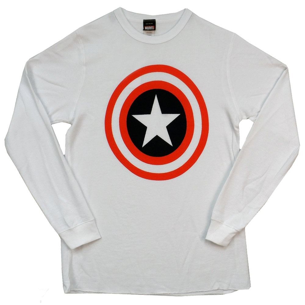 Captain America Shield Symbol Marvel Comics Thermal Long Sleeve T-Shirt - Fundom