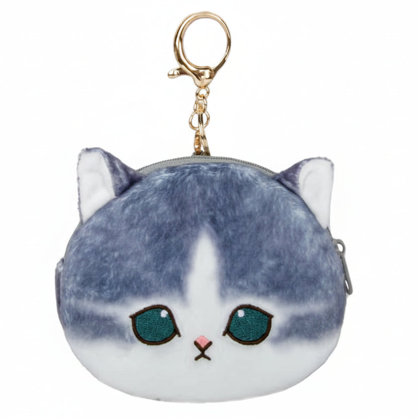 Mofusand Dark Grey Cat Coin Purse Keychain
