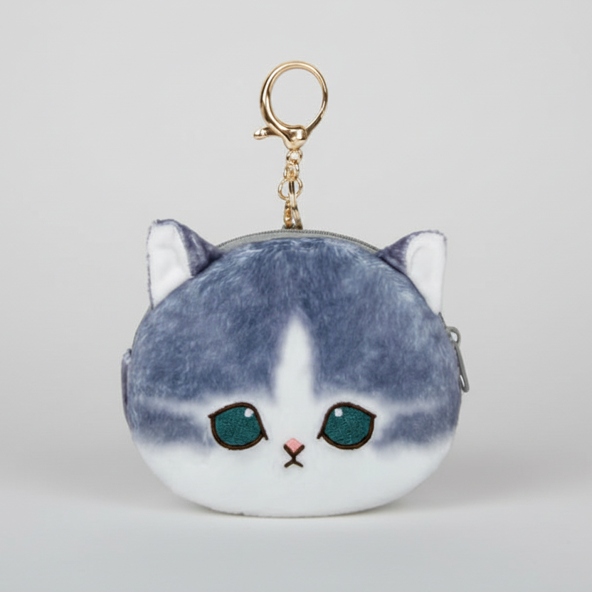 Mofusand Dark Grey Cat Coin Purse Keychain