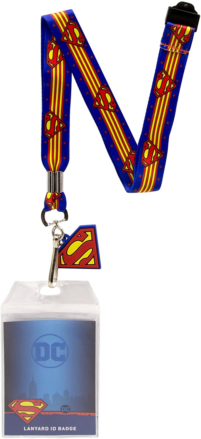 DC Comics Superman Wrap Around Logo Lanyard Neck Strap Id Holder With Charm - Fundom