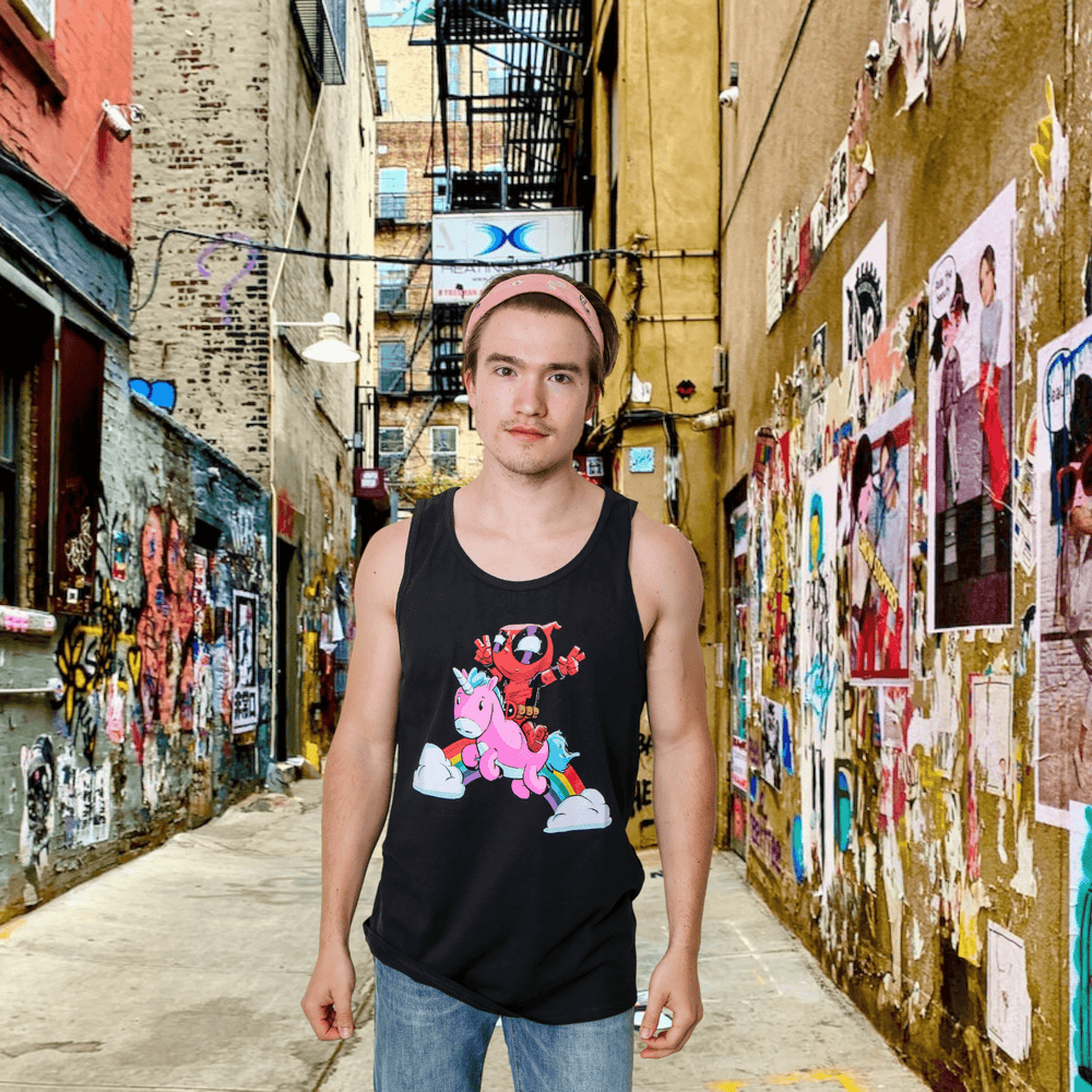 Deadpool Rainbow Power Marvel Comics Adult Tank Top - Fundom