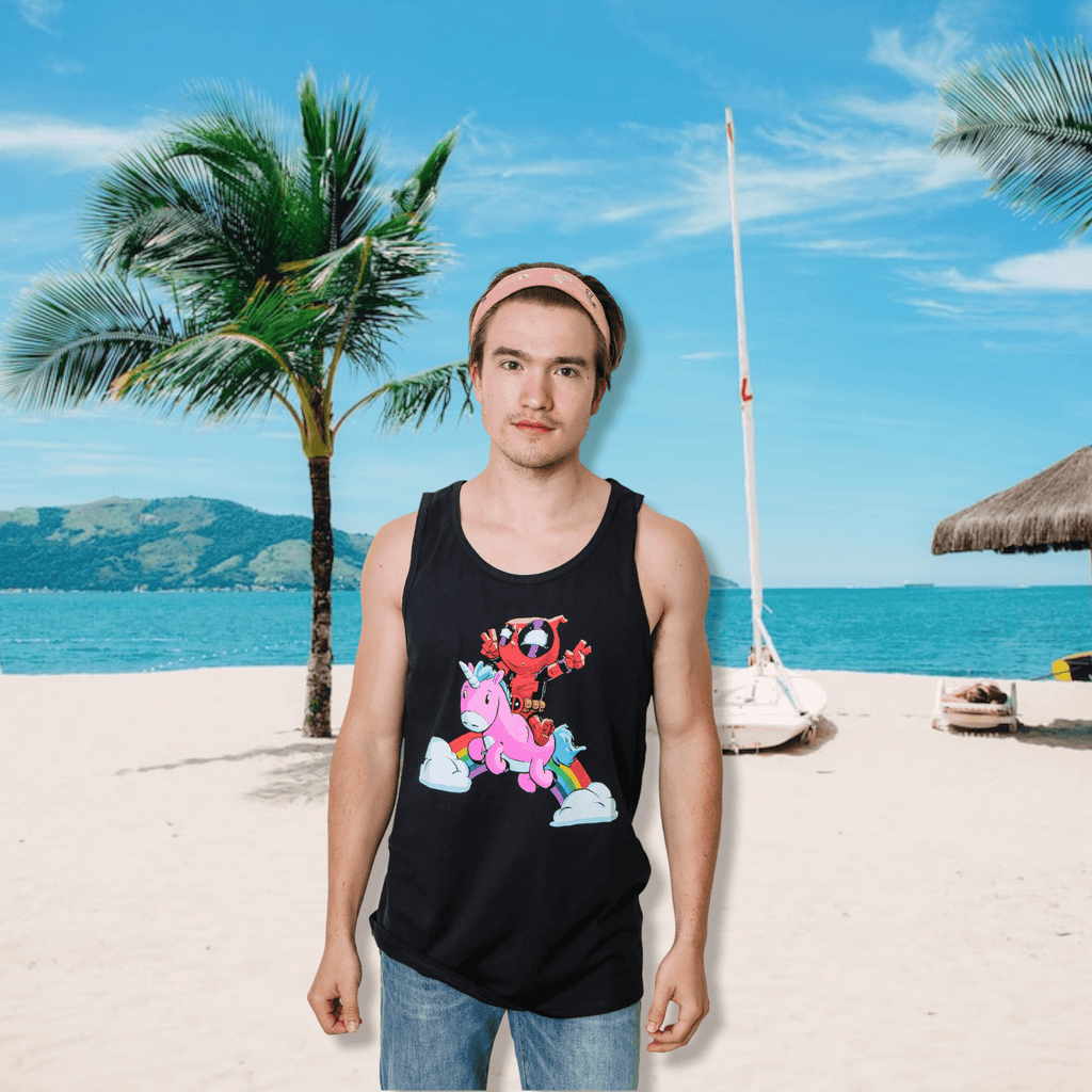Deadpool Rainbow Power Marvel Comics Adult Tank Top - Fundom