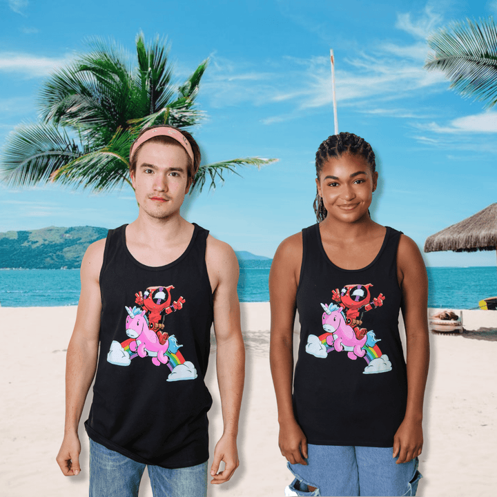 Deadpool Rainbow Power Marvel Comics Adult Tank Top - Fundom