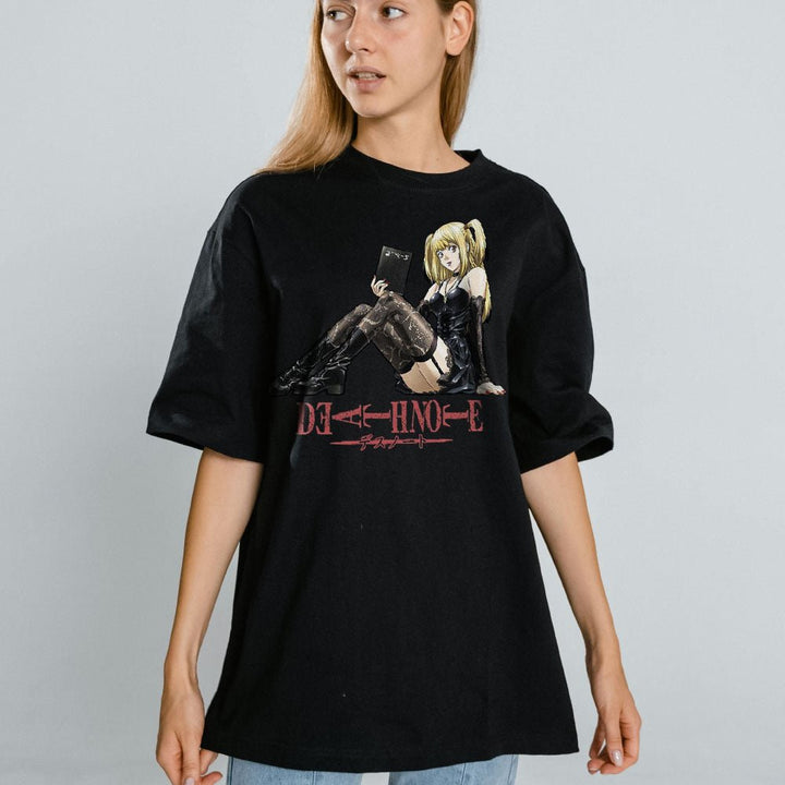 Death Note - Misa Amane on Logo Adult T-Shirt - Black - Officially Licensed - Fundom