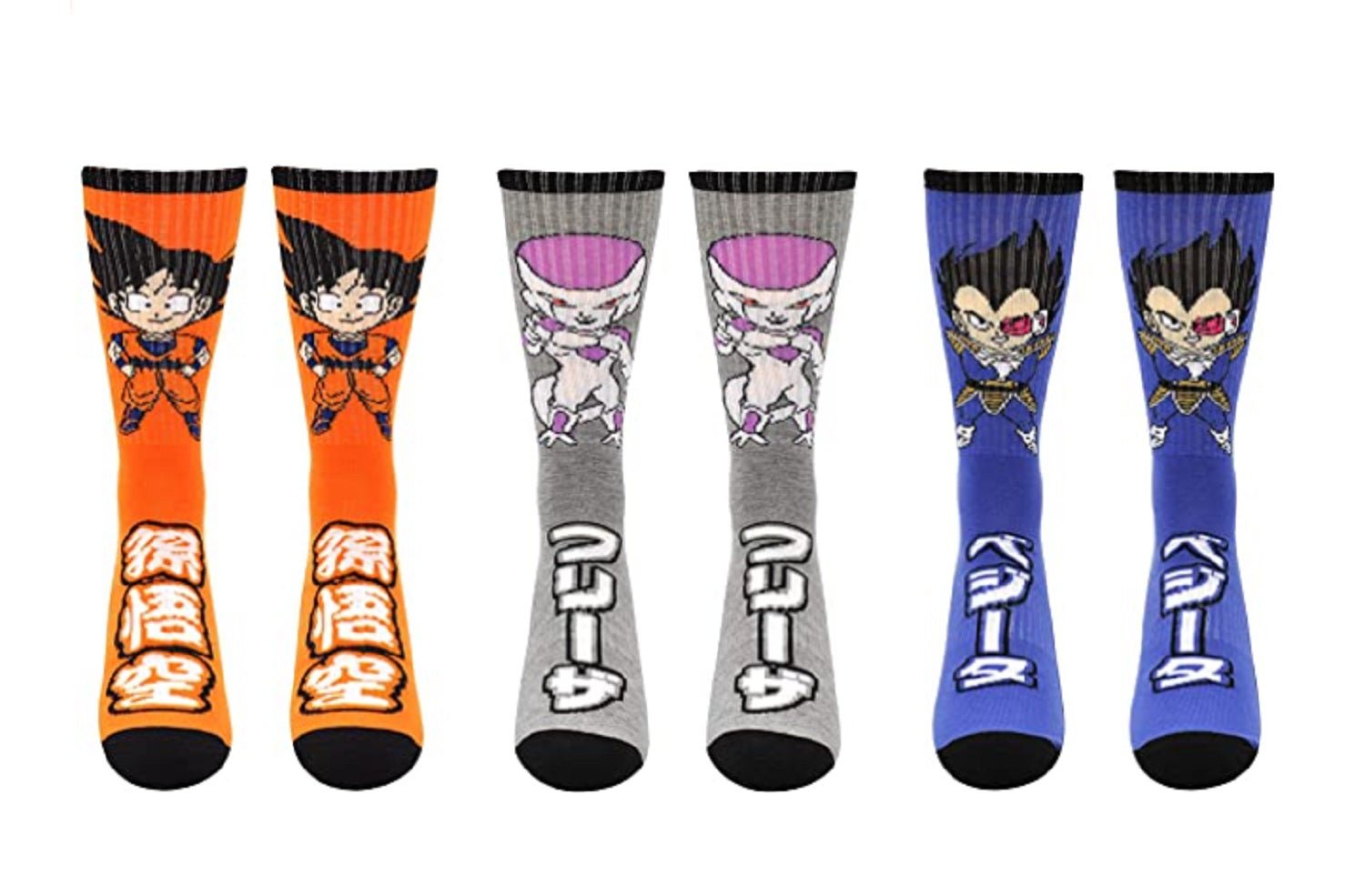 Dragon Ball Z Chibi Goku, Frieza, Vegeta Anime 3 Pack Crew Socks - Fundom