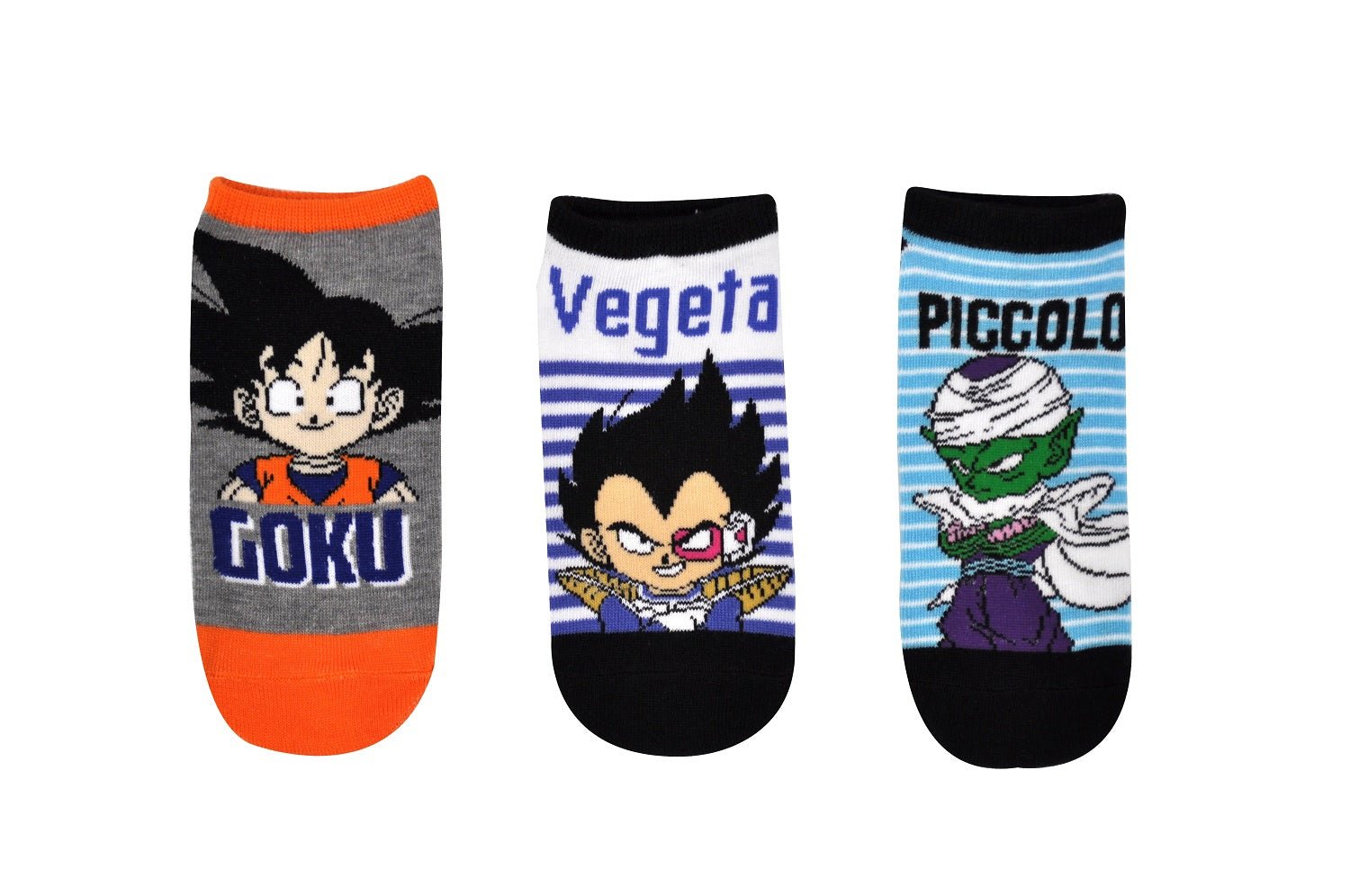 Dragon Ball Z Chibi Goku Vegeta Piccolo Anime Unisex No Show Socks 3 Pack - Fundom