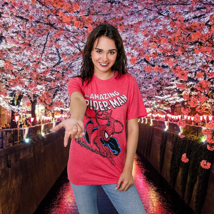 Spider-Man Spidey Swinging Marvel Comics Adult Graphic T-Shirt