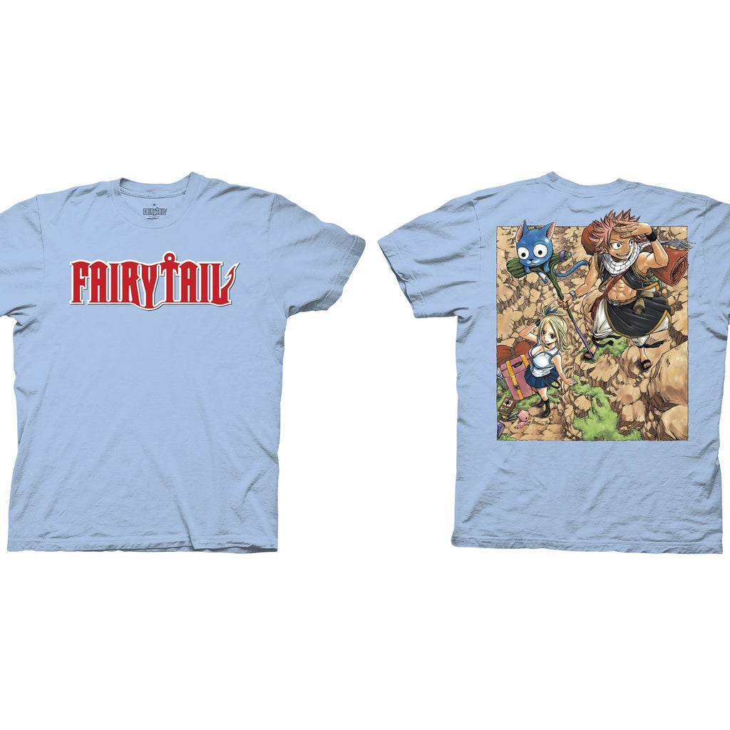 Fairy Tail - First Manga Cover and Logo Adult T-Shirt - Light Blue - Officially Licensed - Fundom