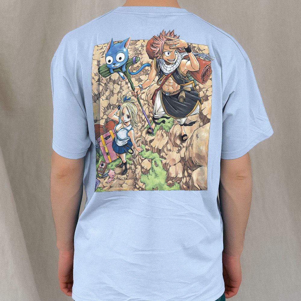 Fairy Tail - First Manga Cover and Logo Adult T-Shirt - Light Blue - Officially Licensed - Fundom