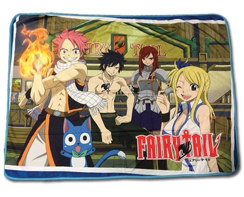 Fairy Tail Group in Bar Anime Fleece Throw Blanket - Fundom