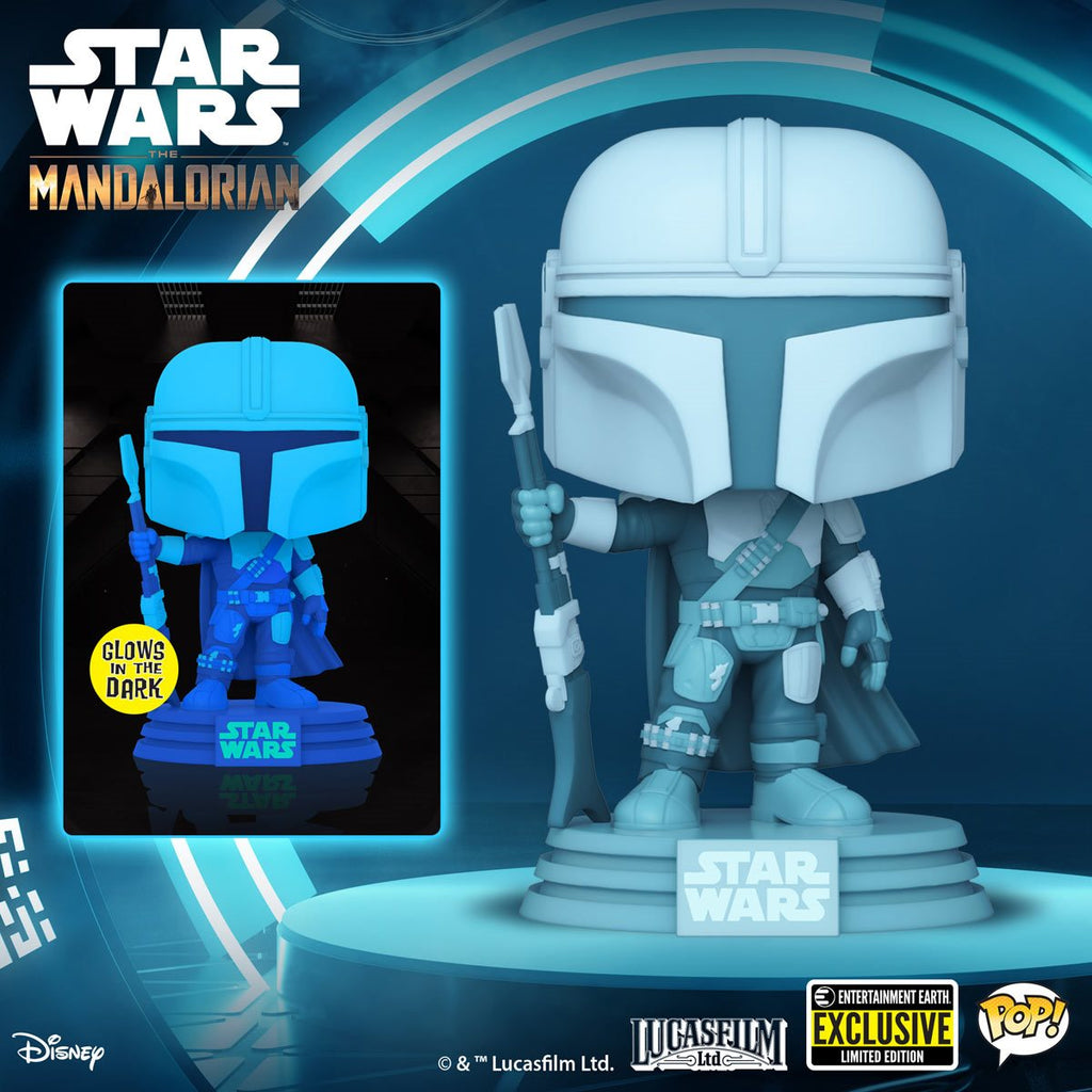 Funko Pop! Star Wars: The Mandalorian - The Mandalorian Hologram #345 Glow-in-the-Dark Entertainment Earth Exclusive