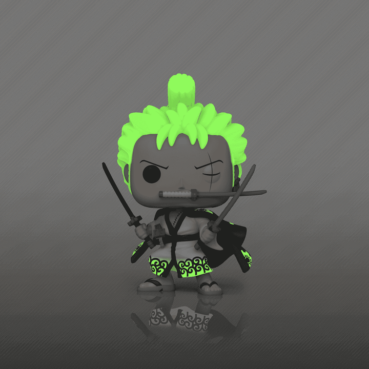 Funko Pop! Animation: One Piece - Roronoa Zoro Three Sword Style Glow - in - the - dark 923 Volcano X Exclusive - Fundom