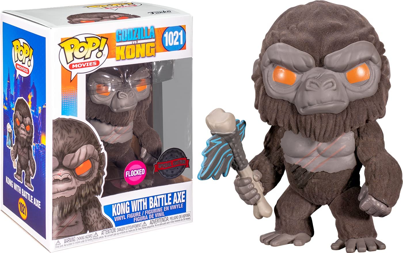 Funko Pop! Godzilla vs Kong Flocked Kong with Battle Axe Exclusive Vinyl Figure - Fundom