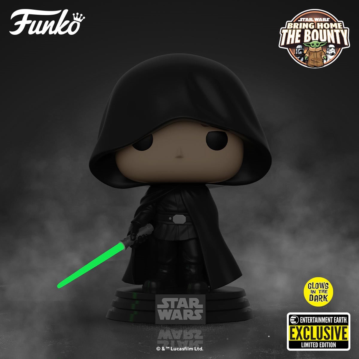 Funko Pop! Star Wars: Mandalorian Luke Skywalker GITD Entertainment Earth Exclusive Vinyl Figure - Fundom