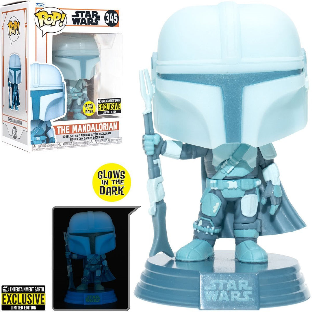 Funko Pop! Star Wars: The Mandalorian Hologram Glow - in - the - Dark Entertainment Earth Exclusive - Fundom