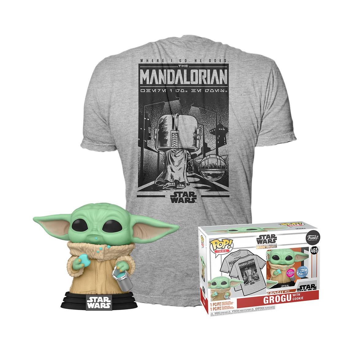 Funko Pop! & Tee Star Wars: The Mandalorian - Grogu with Cookie and Unisex T-Shirt Exclusive - Fundom