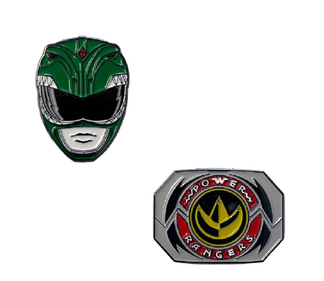 Power Rangers Green Ranger Mask and Emblem 2 Pack Enamel Pin set