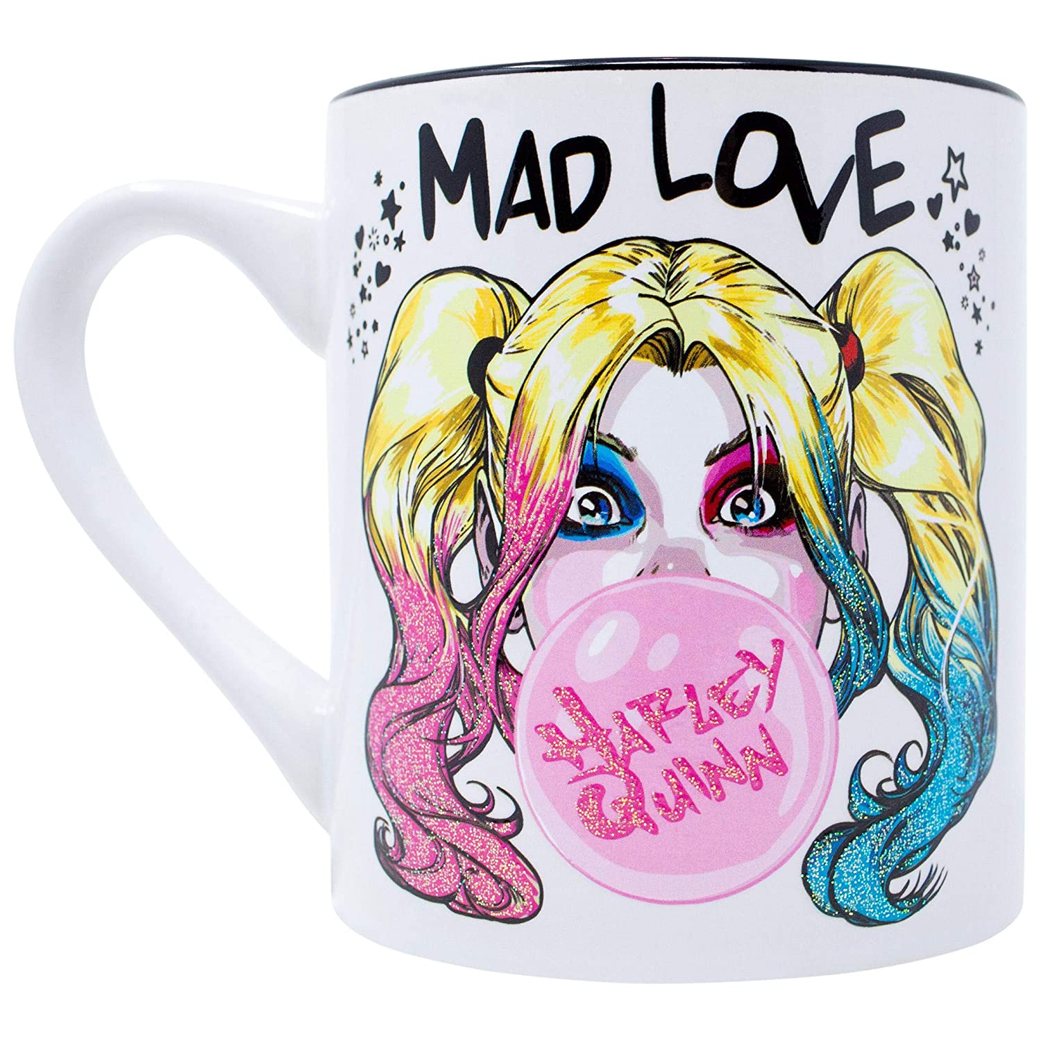 Harley Quinn Mad Love Bubble Gum 14oz Glitter Ceramic Mug - Fundom