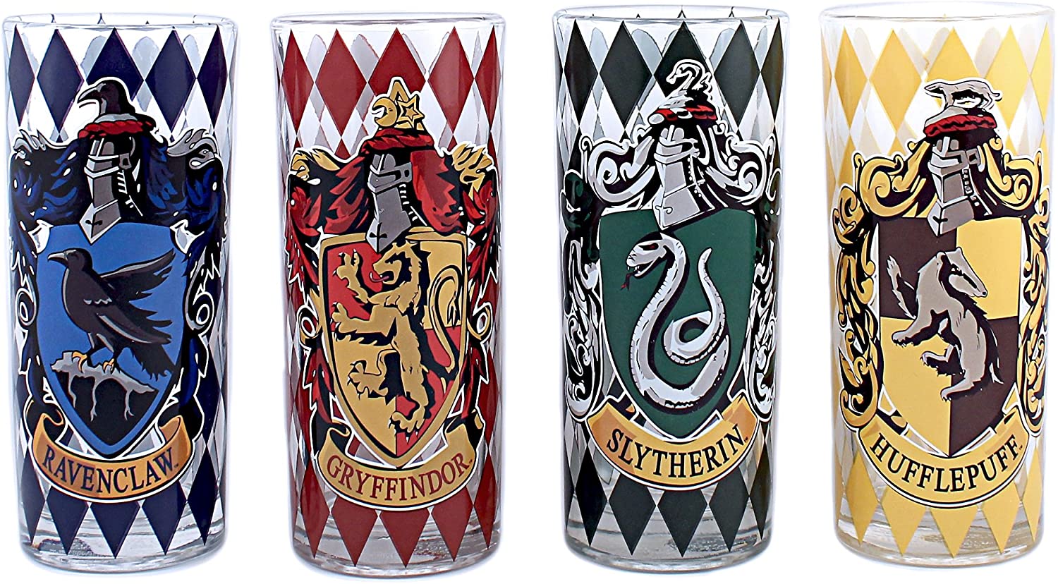 Harry Potter Movies House Crests Glass Tumbler 4 Pack Set - Fundom