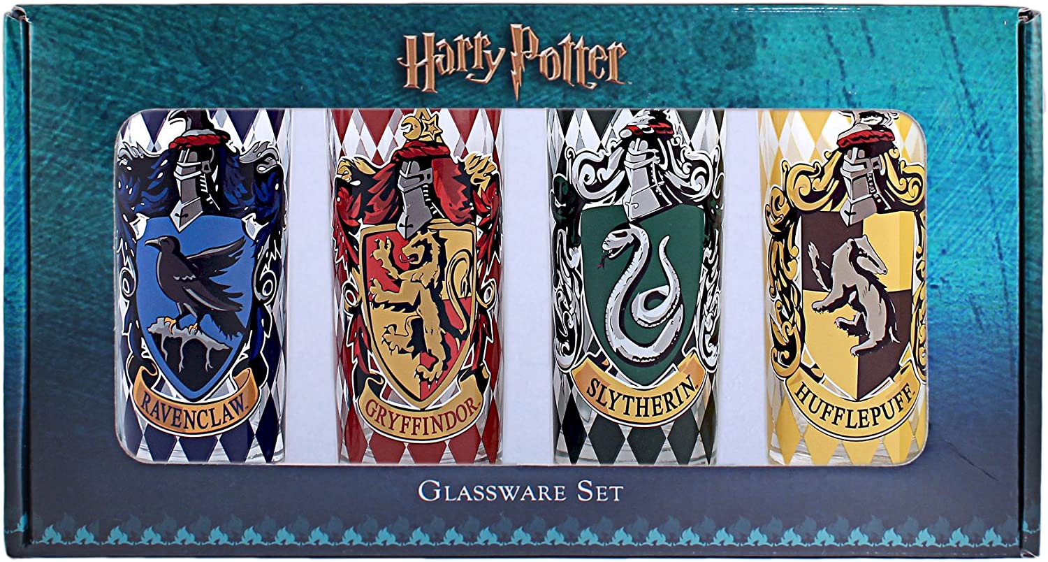 Harry Potter Movies House Crests Glass Tumbler 4 Pack Set - Fundom