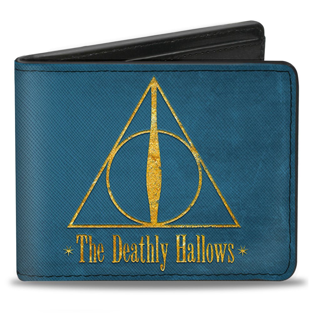 Harry Potter The Deathly Hallows Symbol Blue/Gold Bi - Fold Wallet - Fundom