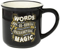 Harry Potter Words Magic Spell Black 16 Ounce Glossy Ceramic Camper Mug - Fundom