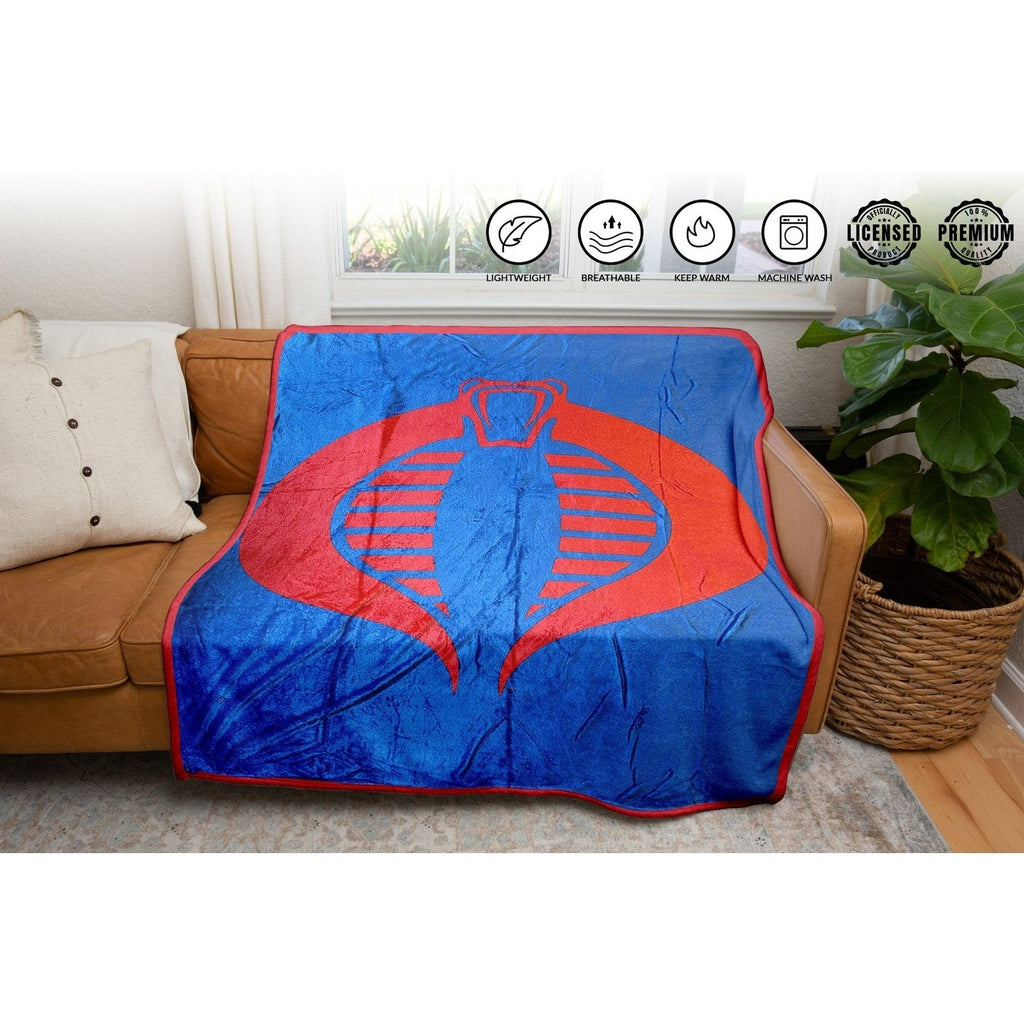 Hasbro G.I. Joe Cobra Symbol Blue 80's Cartoon Throw Blanket - Fundom