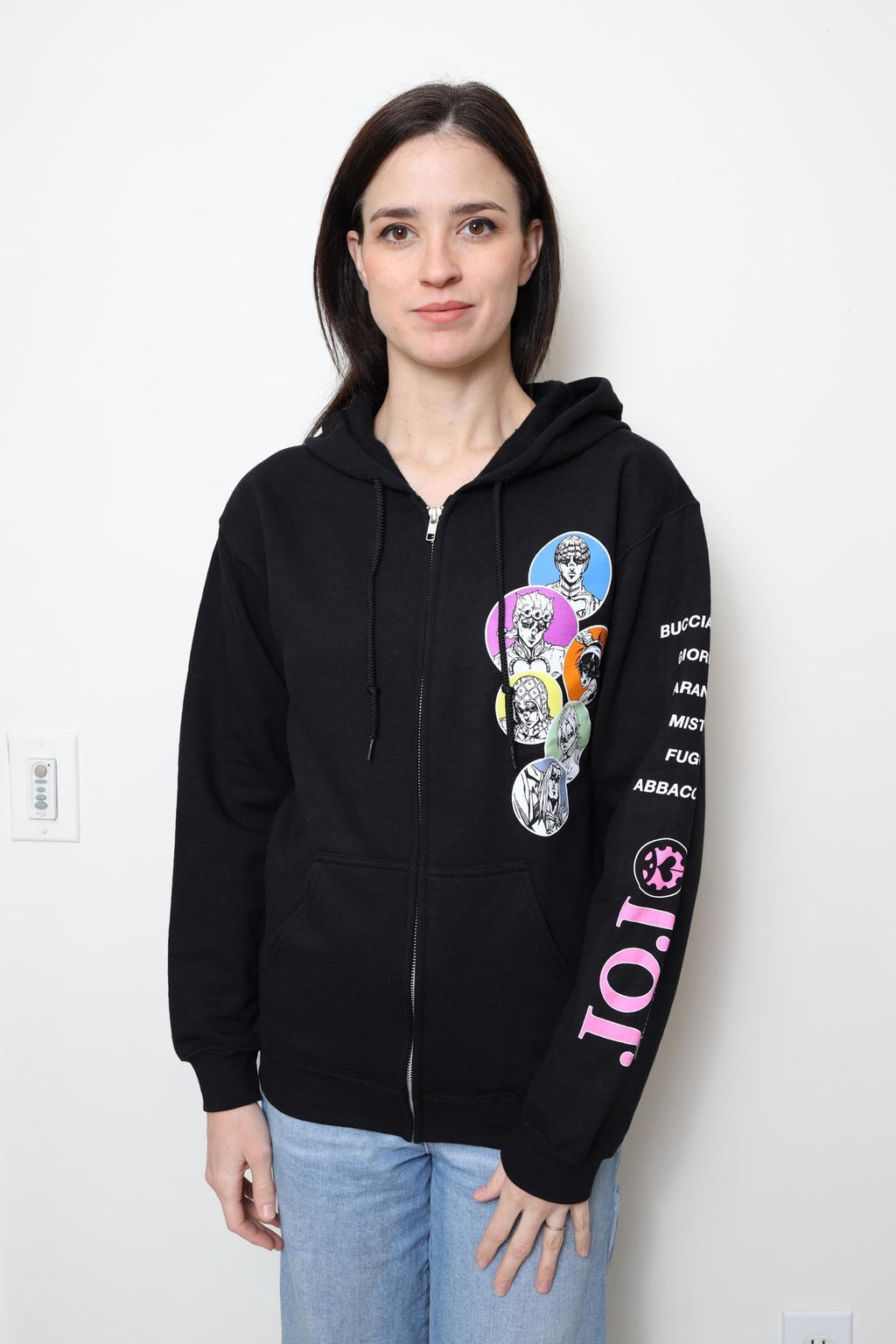 JoJo's Bizarre Adventure Character Bubbles - Front Back & Sleeve Print - Licensed Adult Zip Up Hoodie - Fundom