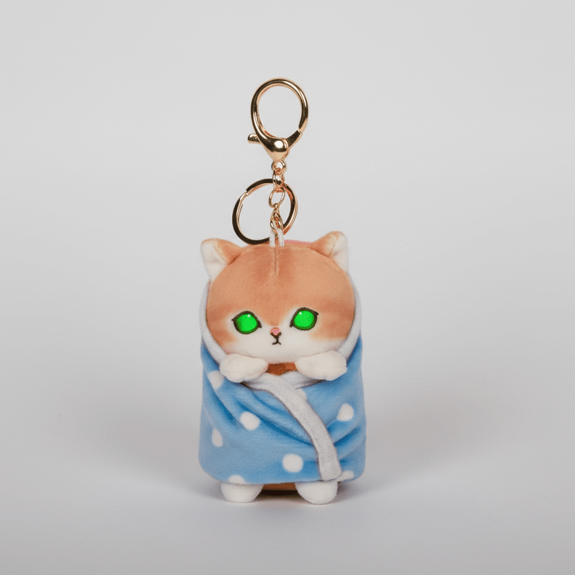 Mofusand Blue Blanket Cat Plush Keychain - Fundom