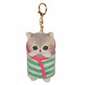 Mofusand Striped Blanket Cat Plush Keychain