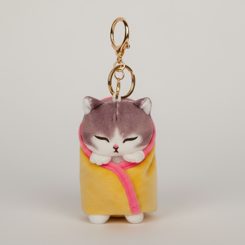 Mofusand Sleepy Cat Plush Keychain