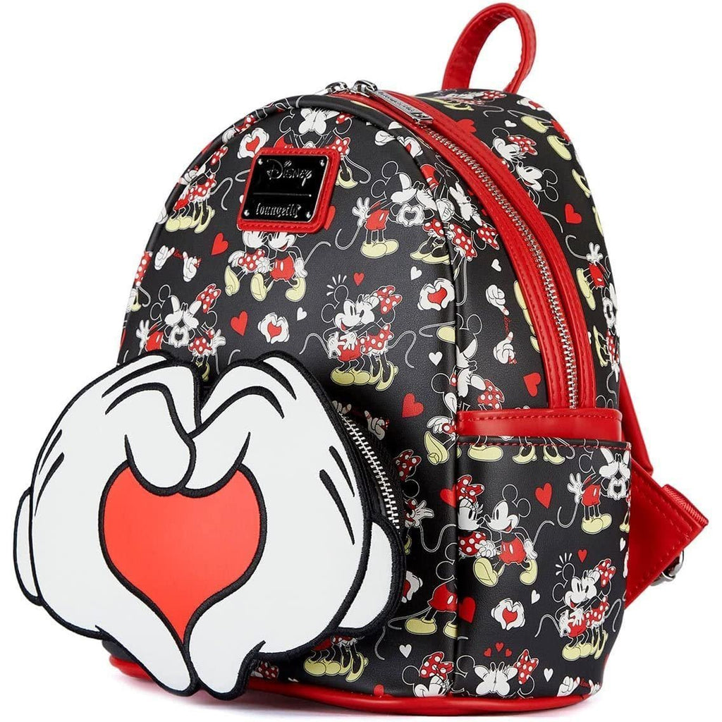 Loungefly Disney Mickey and Minnie Heart Hands Womens Double Strap Shoulder Bag Purse Backpack - Fundom