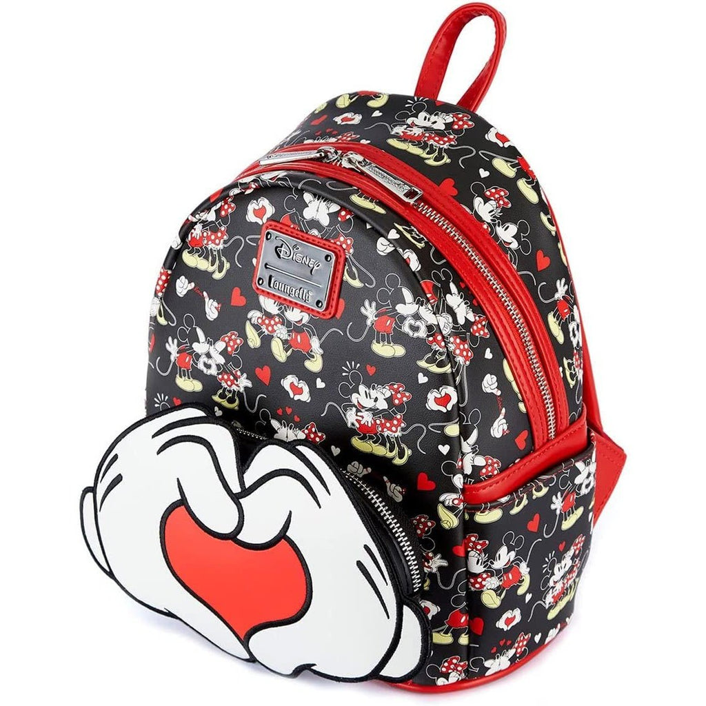 Loungefly Disney Mickey and Minnie Heart Hands Womens Double Strap Shoulder Bag Purse Backpack - Fundom
