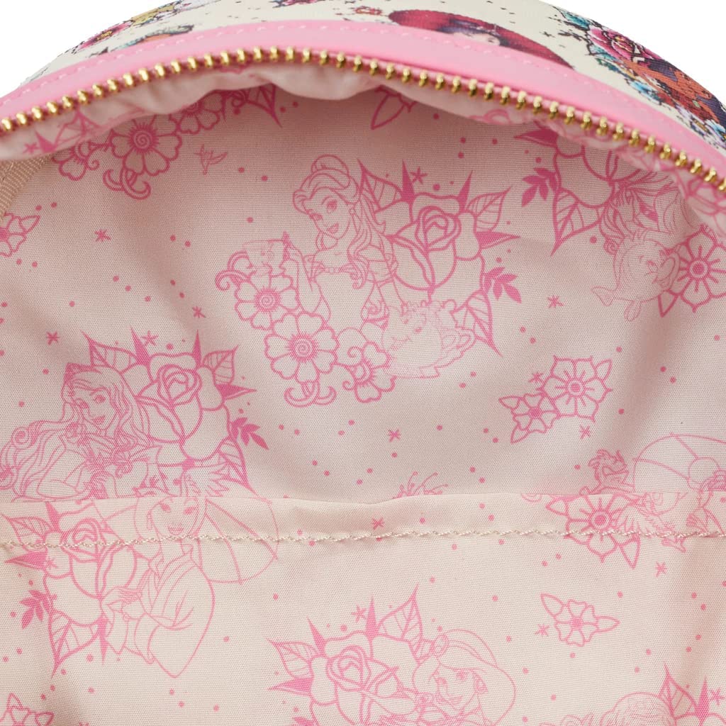 Loungefly Disney Princess Tattoo All Over Print Womens Double Strap Shoulder Bag Purse Backpack - Fundom