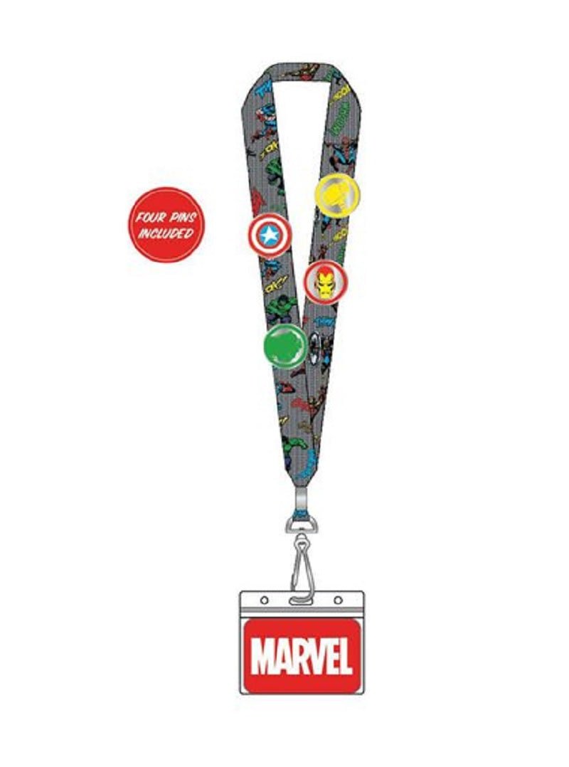 Loungefly Marvel Classic Avengers Crew Lanyard with Enamel Pins - Fundom