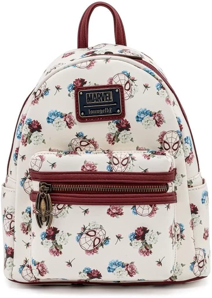 Loungefly Marvel Spider-man Floral All Over Print Womens Double Strap Shoulder Backpack Bag - Thumbnail 3