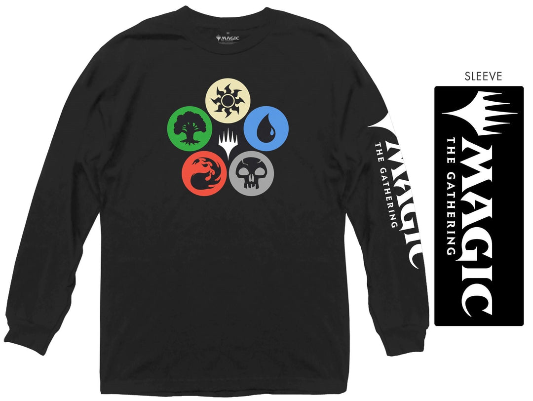 Magic The Gathering Mana Symbols Officially Licensed Adult Long Sleeve T-Shirt - Fundom