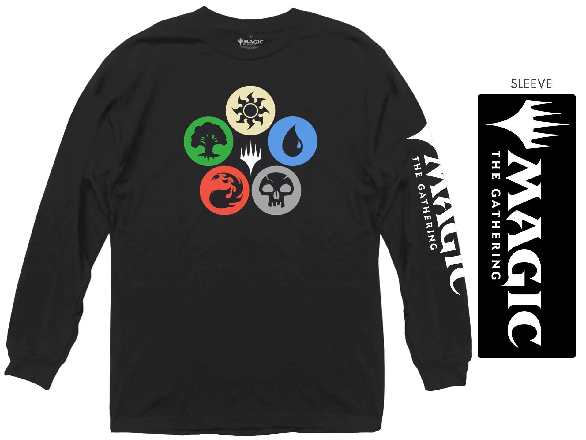 Magic The Gathering Mana Symbols Officially Licensed Adult Long Sleeve T-Shirt - Fundom