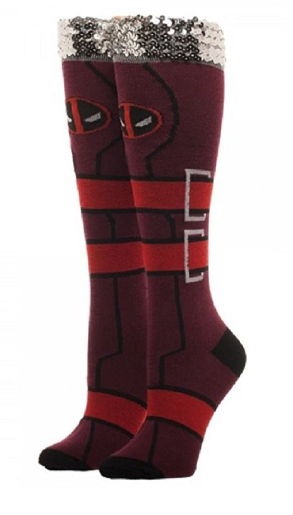 Marvel Comics Deadpool Sequin Cuff Knee High Socks - Fundom