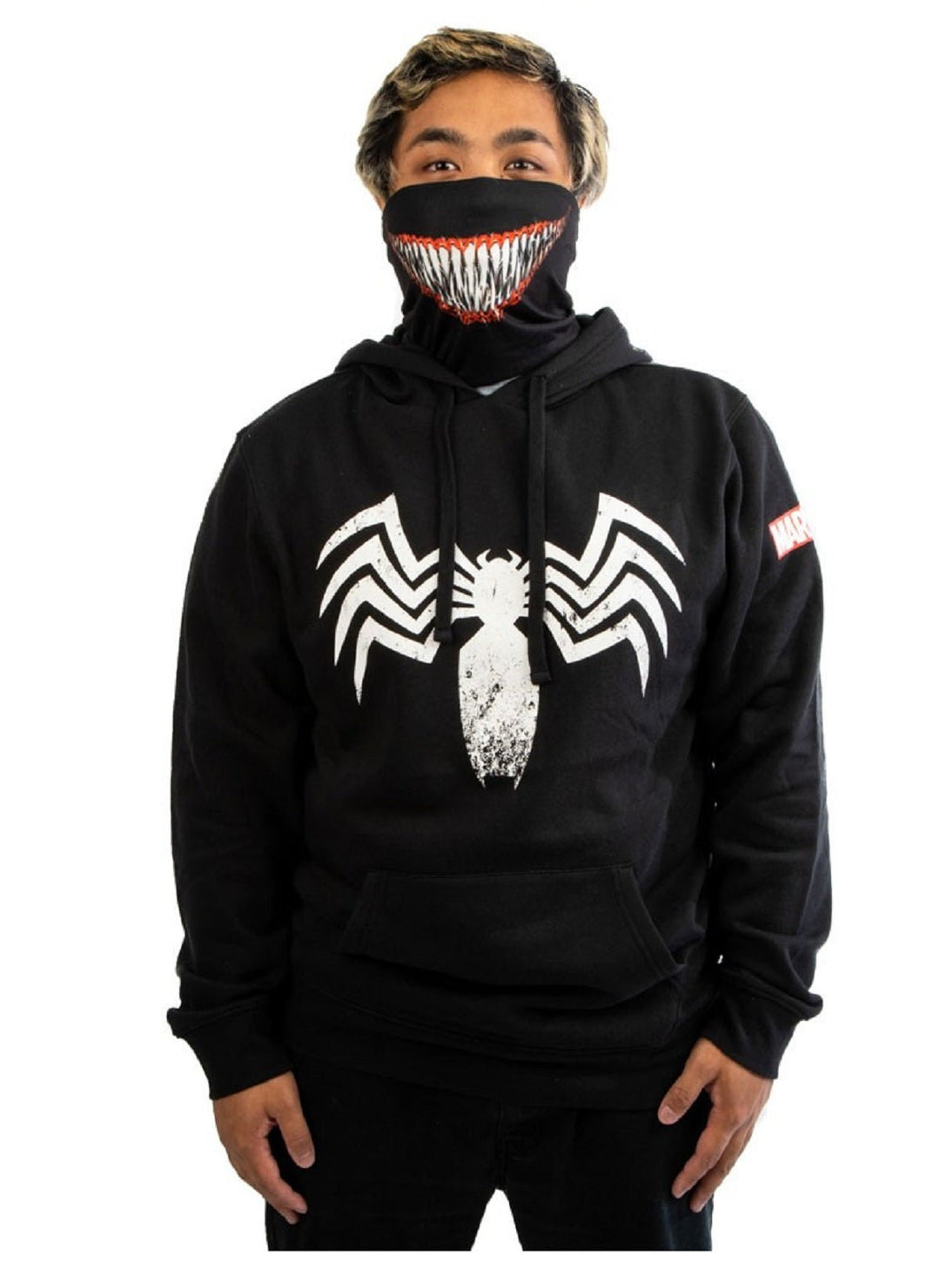 Marvel Comics Venom Logo Smile Adult Hoodie with Built - in Mask - Fundom