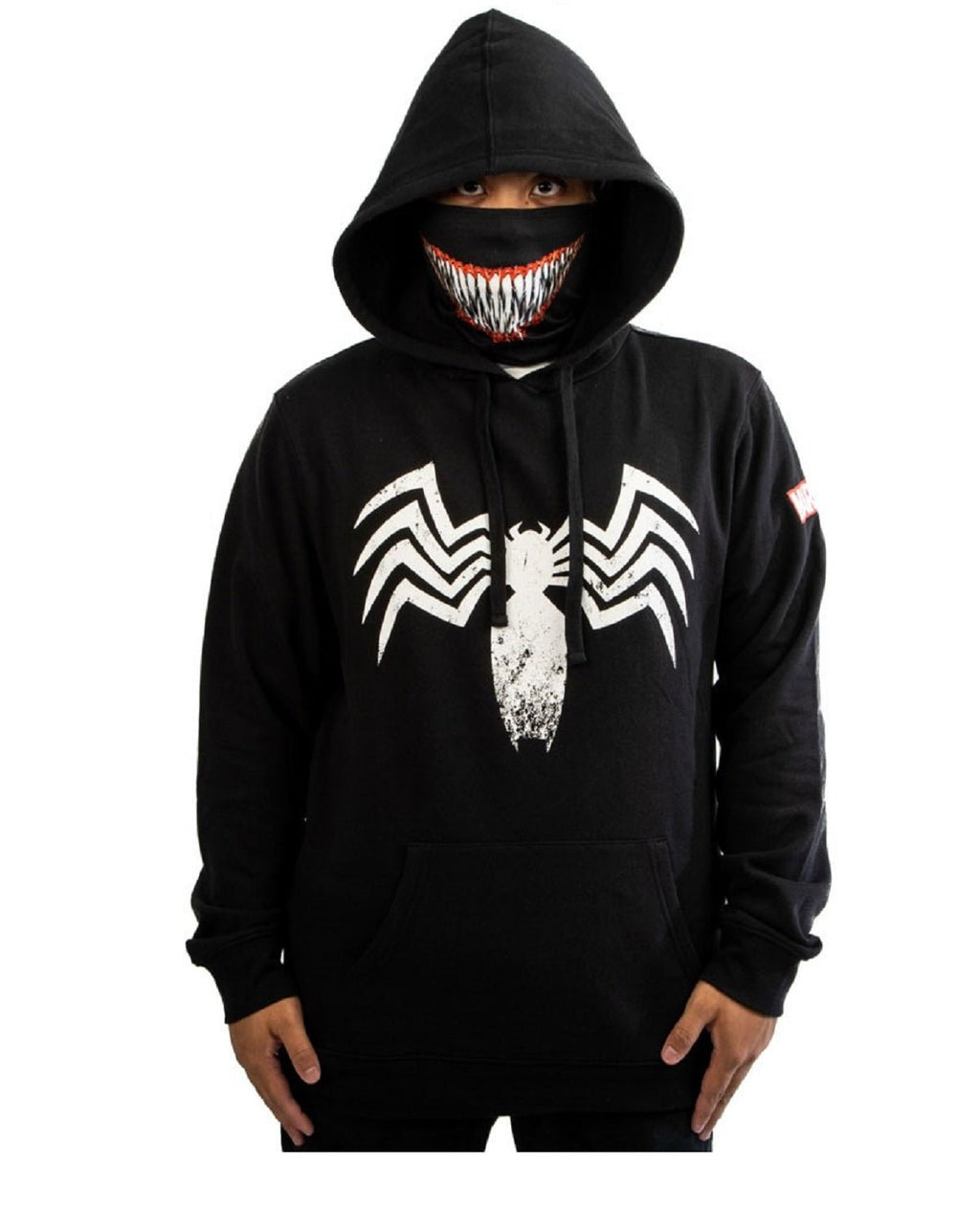 Marvel Comics Venom Logo Smile Adult Hoodie with Built - in Mask - Fundom