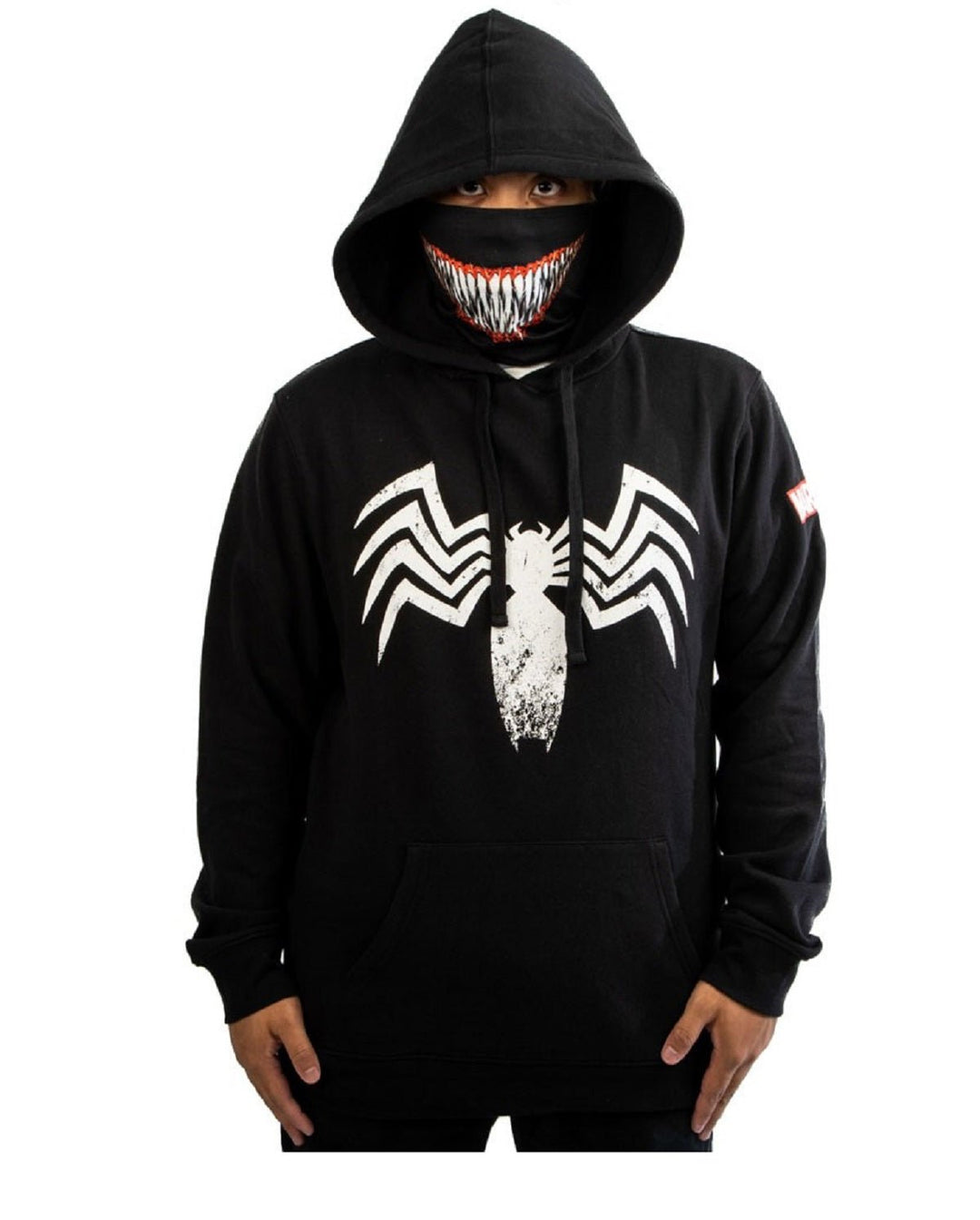 Marvel Comics Venom Logo Smile Adult Hoodie with Built - in Mask - Fundom
