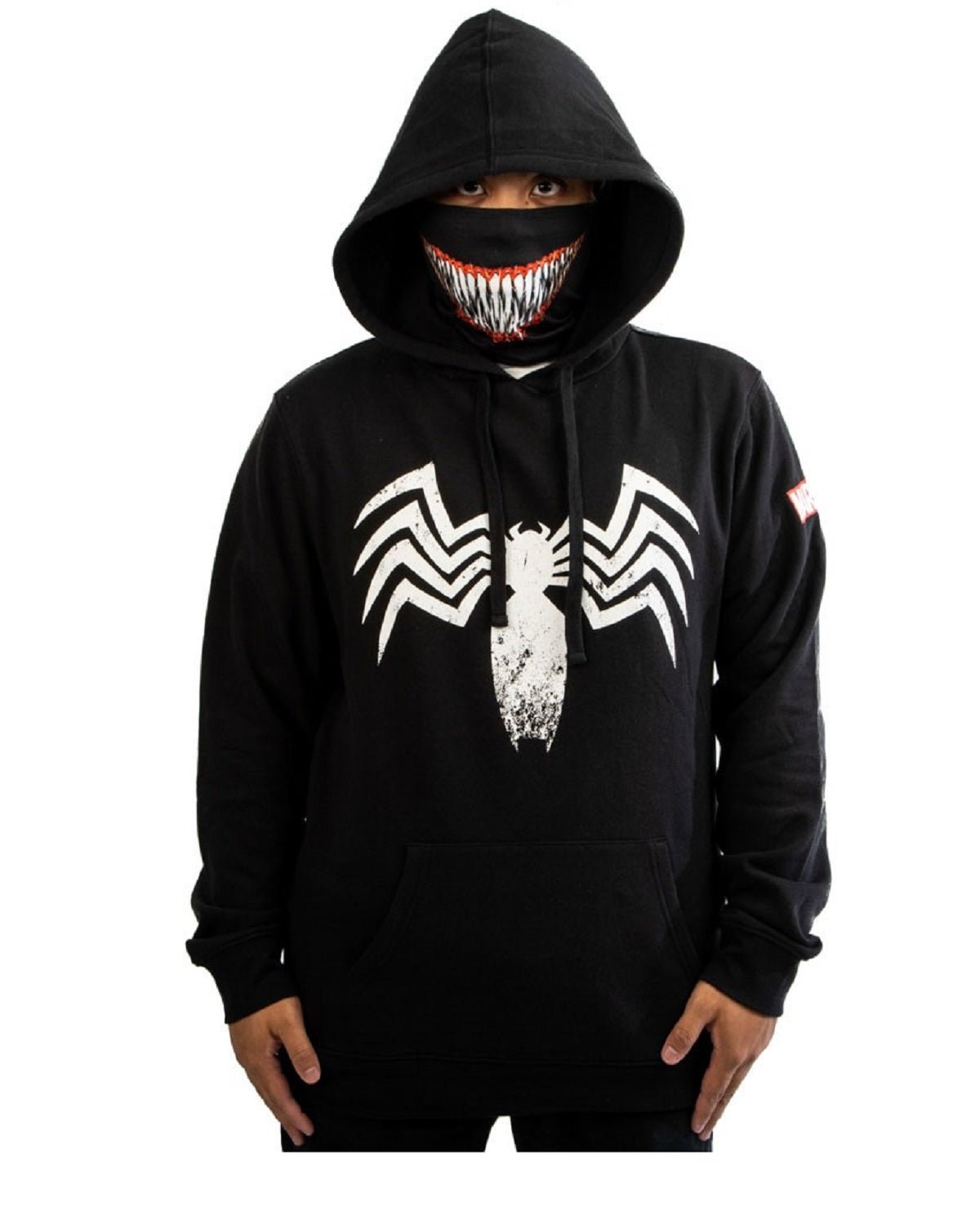 Marvel Comics Venom Logo Smile Adult Hoodie with Built - in Mask - Fundom
