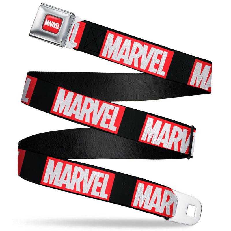 Marvel Logo Brick Black Red White Full Color Seatbelt Belt - Fundom