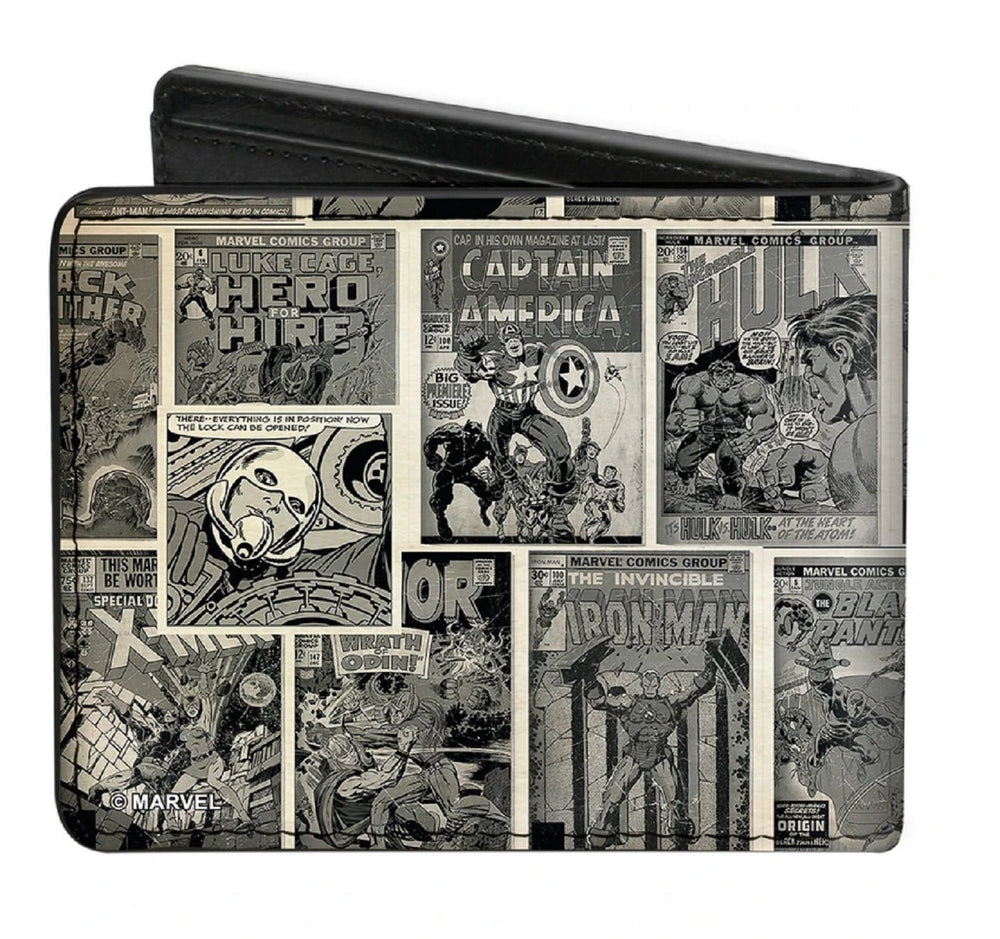 Marvel Logo With Retro Covers Bi - fold Wallet - Fundom