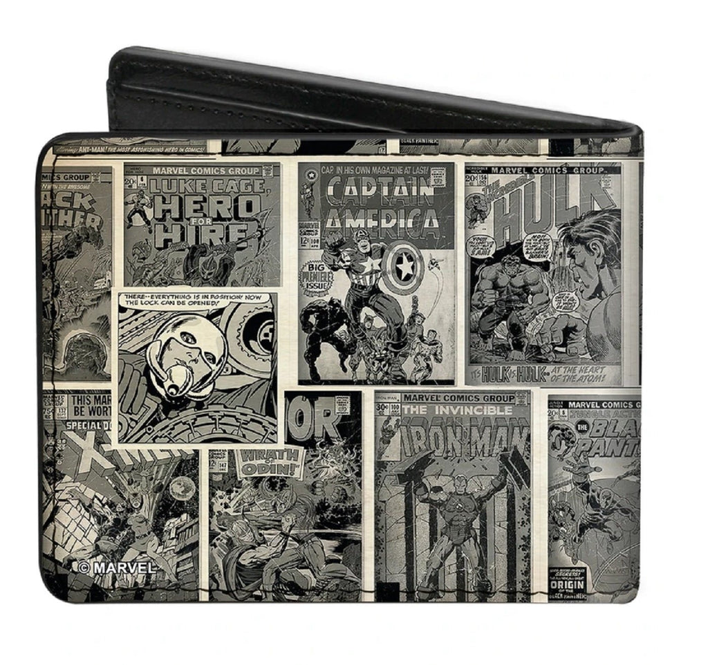 Marvel Logo With Retro Covers Bi - fold Wallet - Fundom
