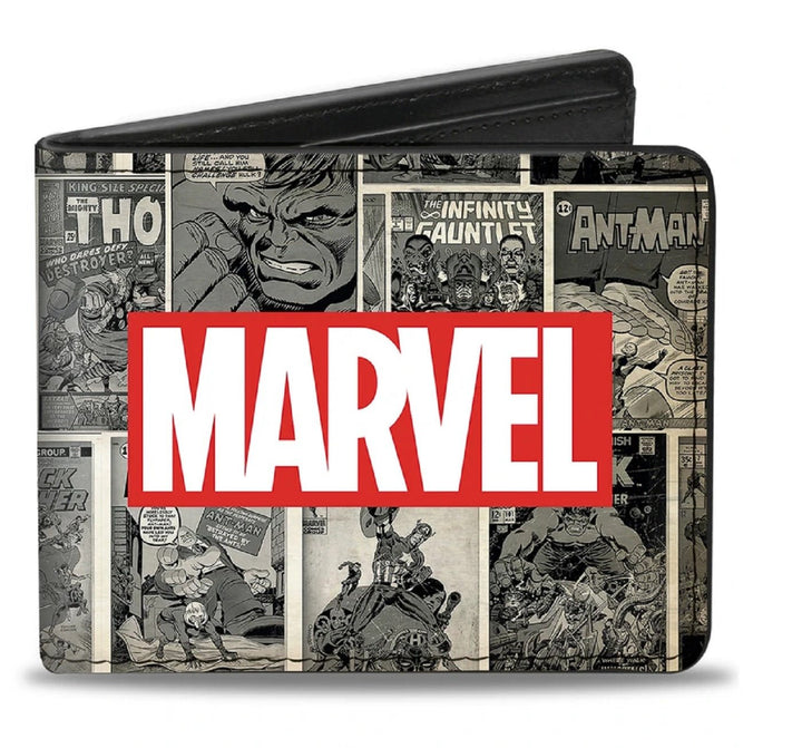 Marvel Logo With Retro Covers Bi - fold Wallet - Fundom