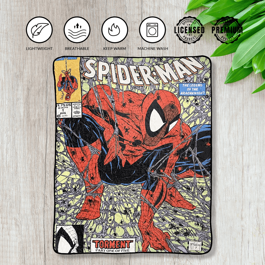 Marvel Spider - Man 90's Cover Torment Fleece Throw Blanket - Fundom