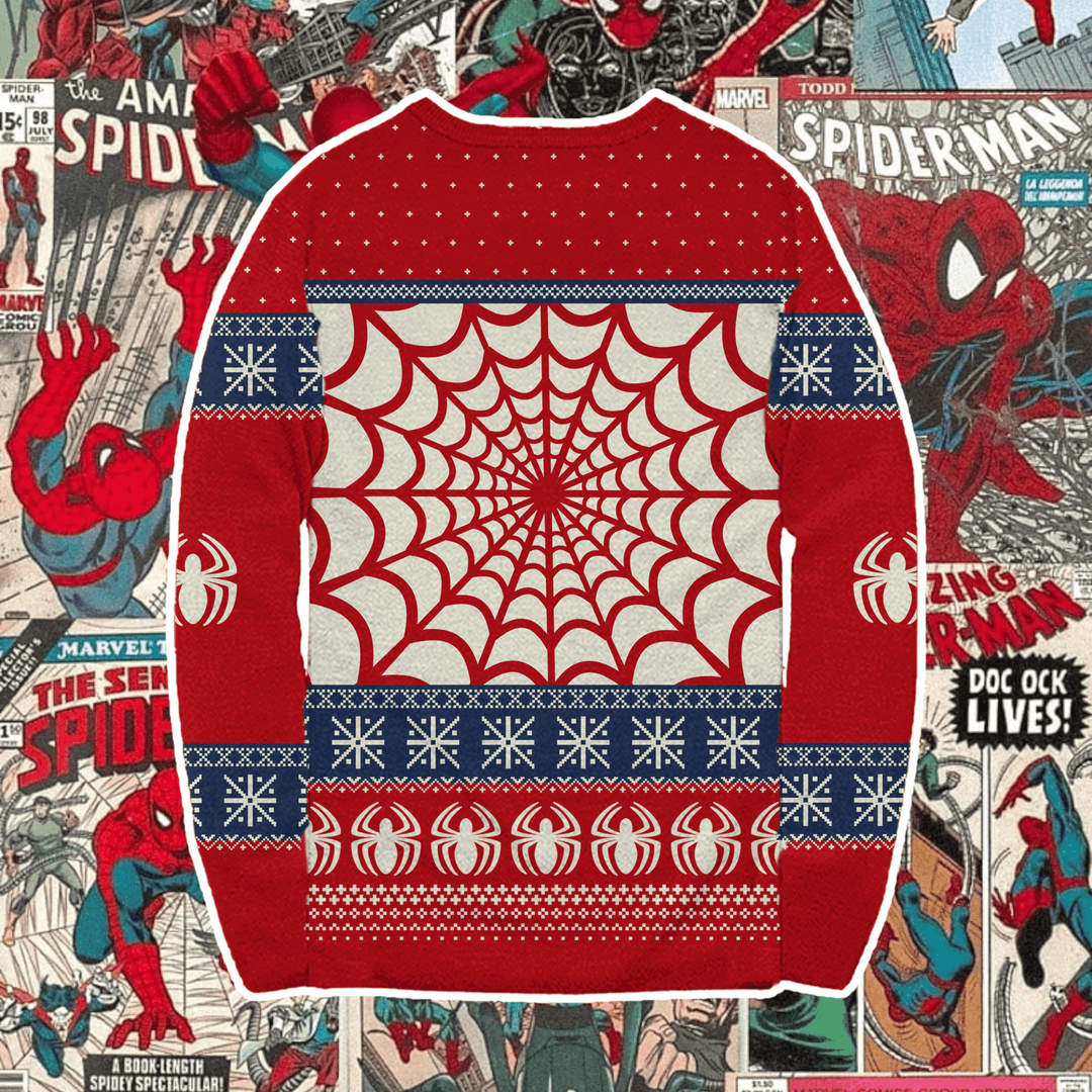 Marvel Spider - Man Symbol Offcially Licesned Adult Holiday Ugly Christmas Sweater - Fundom